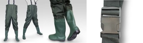 Wodery wędkarskie BITUXX zielone spodniobuty rozmiar 46 z wgrzewanymi kaloszami
