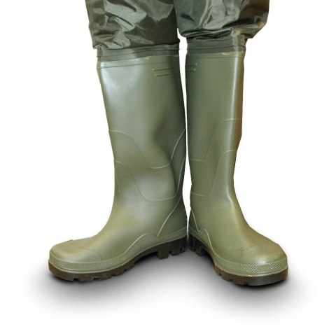 Wodery wędkarskie spodniobuty z zintegrowanymi kaloszami wodoodporne spodnie do brodzenia rozmiar 43