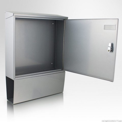 SREBRNA STALOWA SKRZYNKA POCZTOWA NA LISTY NAŚCIENNA SOLIDNA