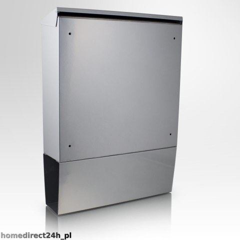 SREBRNA STALOWA SKRZYNKA POCZTOWA NA LISTY NAŚCIENNA SOLIDNA