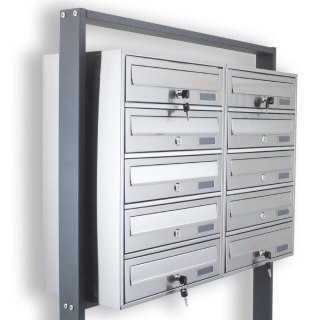 STOJĄCA SKRZYNKA NA LISTY POCZTOWA LOKATORSKA 2x5 STAL NIERDZEWNA