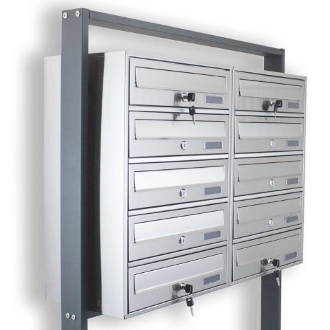 STOJĄCA SKRZYNKA NA LISTY POCZTOWA LOKATORSKA 2x5 STAL NIERDZEWNA