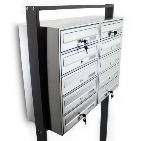 STOJĄCA SKRZYNKA NA LISTY POCZTOWA LOKATORSKA 2x5 STAL NIERDZEWNA