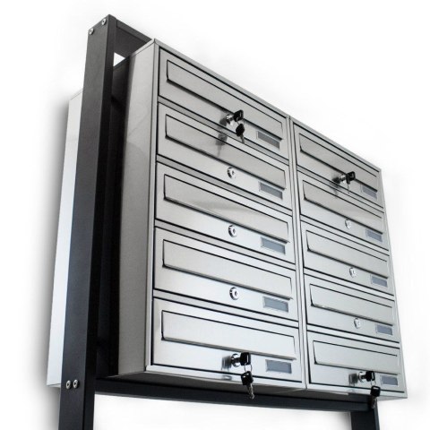 STOJĄCA SKRZYNKA NA LISTY POCZTOWA LOKATORSKA 2x5 STAL NIERDZEWNA