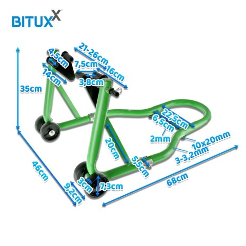 STOJAK UCHWYT DO MOTORU PRZÓD TYŁ ZESTAW ZIELONY PODNOŚNIK MOTOCYKLOWY