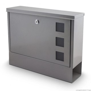 SZARA SKRZYNKA POCZTOWA NA LISTY NAŚCIENNA Z GAZETNIKIEM SOLIDNA