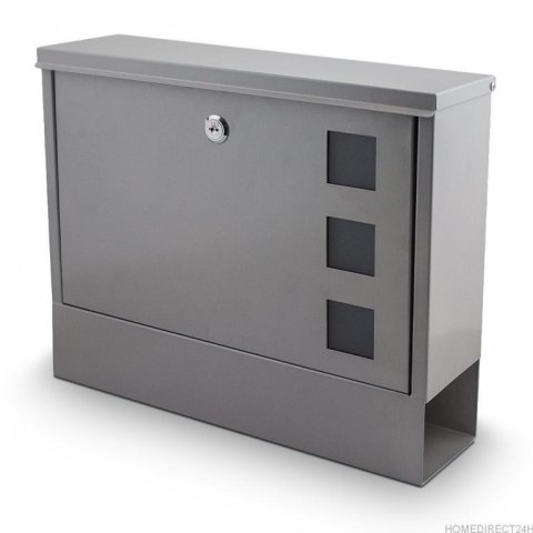 SZARA SKRZYNKA POCZTOWA NA LISTY NAŚCIENNA Z GAZETNIKIEM SOLIDNA