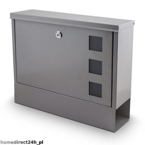 SZARA SKRZYNKA POCZTOWA NA LISTY NAŚCIENNA Z GAZETNIKIEM SOLIDNA