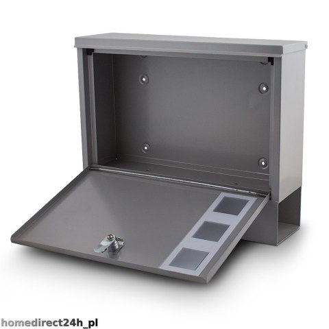 SZARA SKRZYNKA POCZTOWA NA LISTY NAŚCIENNA Z GAZETNIKIEM SOLIDNA