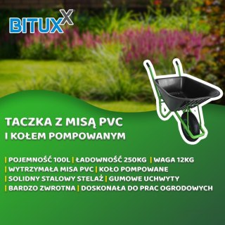 TACZKA BUDOWLANA OGRODOWA CZARNA JEDNOKOŁOWA PVC Z KOŁEM POMPOWANYM