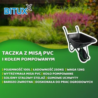 TACZKA BUDOWLANA OGRODOWA CZARNA JEDNOKOŁOWA PVC Z KOŁEM POMPOWANYM