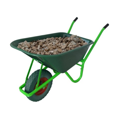 TACZKA OGRODOWA 250kg 100L MISA PVC + PEŁNE KOŁO ZIELONE BEZDĘTKOWE