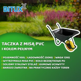TACZKA OGRODOWA BUDOWLANA 100L 250KG MISA PVC Z ŻÓTYM KOŁEM PU