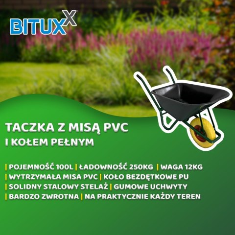 TACZKA OGRODOWA BUDOWLANA 100L 250KG MISA PVC Z ŻÓTYM KOŁEM PU