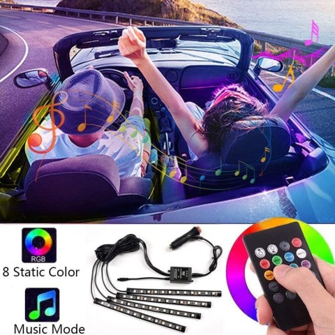 TAŚMA LED LAMPKI NA PASKU Z PILOTEM RÓŻNE KOLORY DC 12V DO WNĘTRZA AUTA SAMOCHODU