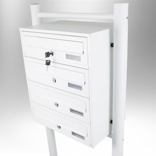 WOLNOSTOJĄCA NOWOCZESNA SKRZYNKA POCZTOWA LOKATORSKA 4 BIAŁA