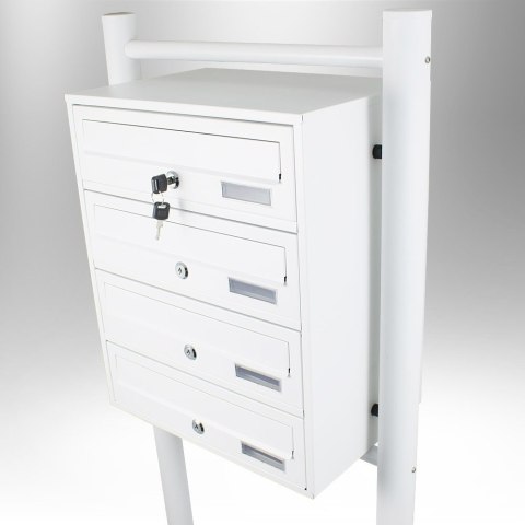 WOLNOSTOJĄCA NOWOCZESNA SKRZYNKA POCZTOWA LOKATORSKA 4 BIAŁA