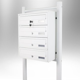 WOLNOSTOJĄCA NOWOCZESNA SKRZYNKA POCZTOWA LOKATORSKA 4 BIAŁA