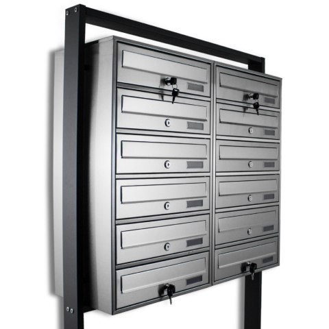 WOLNOSTOJĄCA SKRZYNKA NA LISTY POCZTOWA LOKATORSKA 2x5 STAL NIERDZEWNA