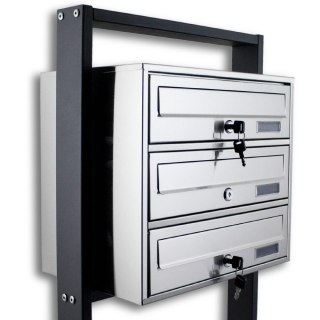 WOLNOSTOJĄCA SKRZYNKA NA LISTY POCZTOWA LOKATORSKA 3 STAL NIERDZEWNA