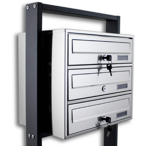 WOLNOSTOJĄCA SKRZYNKA NA LISTY POCZTOWA LOKATORSKA 3 STAL NIERDZEWNA