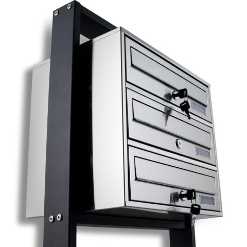 WOLNOSTOJĄCA SKRZYNKA NA LISTY POCZTOWA LOKATORSKA 3 STAL NIERDZEWNA