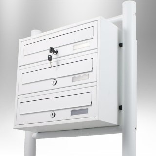 WOLNOSTOJĄCA SKRZYNKA NA LISTY POCZTOWA LOKATORSKA 3 WRZUTY BIAŁA