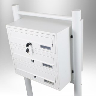 WOLNOSTOJĄCA SKRZYNKA NA LISTY POCZTOWA LOKATORSKA 3 WRZUTY BIAŁA