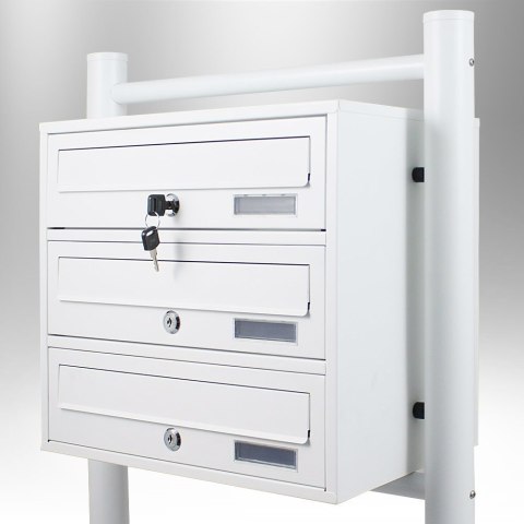 WOLNOSTOJĄCA SKRZYNKA NA LISTY POCZTOWA LOKATORSKA 3 WRZUTY BIAŁA