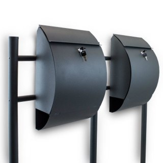 WOLNOSTOJĄCA SKRZYNKA POCZTOWA LISTY CIEMNOSZARA PODWÓJNA ZE STOJAKAMI