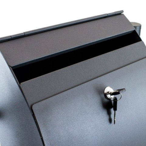 WOLNOSTOJĄCA SKRZYNKA POCZTOWA LISTY CIEMNOSZARA PODWÓJNA ZE STOJAKAMI