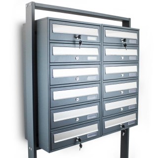 WOLNOSTOJĄCA SKRZYNKA POCZTOWA NA LISTY LOKATORSKA 2X6 CIEMNOSZARA