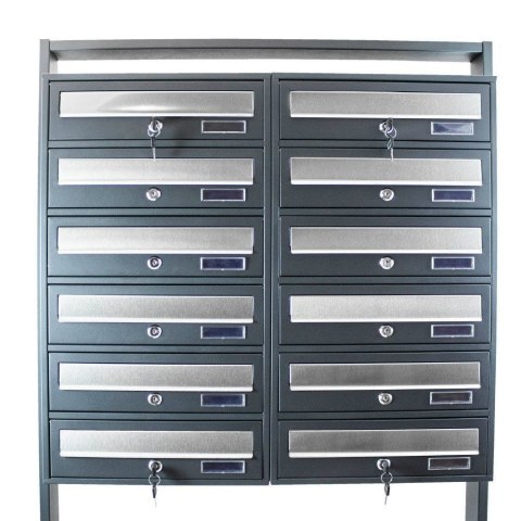 WOLNOSTOJĄCA SKRZYNKA POCZTOWA NA LISTY LOKATORSKA 2X6 CIEMNOSZARA