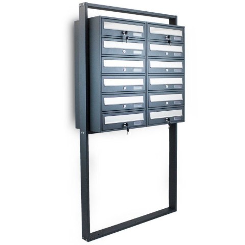 WOLNOSTOJĄCA SKRZYNKA POCZTOWA NA LISTY LOKATORSKA 2X6 CIEMNOSZARA