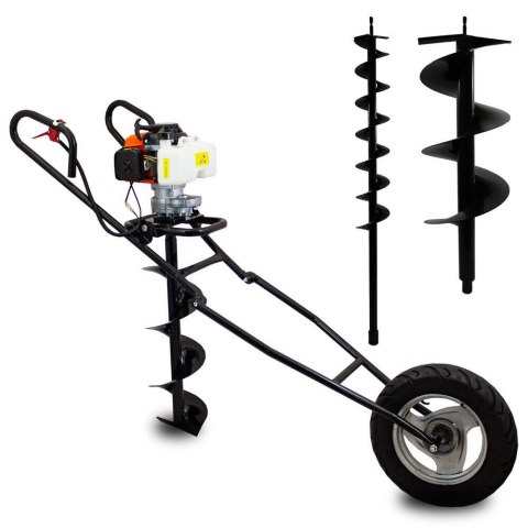 WÓZEK WIERTNICZY Z SILNIKIEM DWUSUWOWYM WIERTNICA Z KOŁEM + 3 WIERTŁA W ZESTAWIE