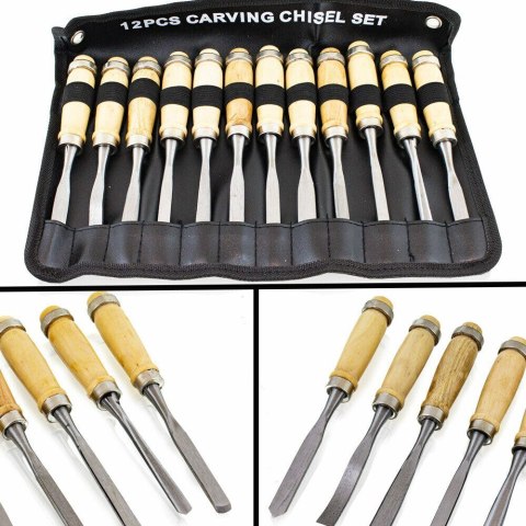 ZESTAW 12 DŁUT DO RZEŹBIENIA W DREWNIE BITUXX W CZARNYM ETUI