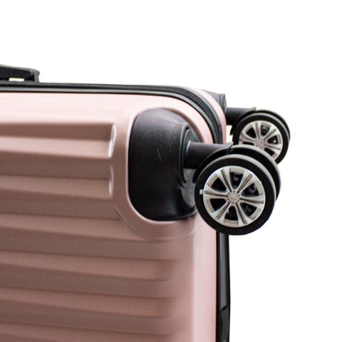 ZESTAW 3SZT WALIZEK ROSEGOLD RÓŻOWE NA KÓŁKACH ABS KABINOWA XL+L+M