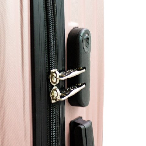 ZESTAW 3SZT WALIZEK ROSEGOLD RÓŻOWE NA KÓŁKACH ABS KABINOWA XL+L+M