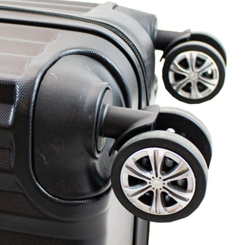 ZESTAW CZARNYCH WALIZEK PODRÓŻNYCH 3SZT XL+L+M ABS NA 4 KÓŁKACH