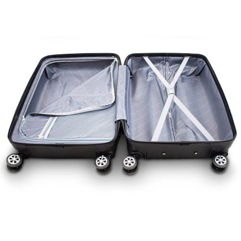 ZESTAW CZARNYCH WALIZEK PODRÓŻNYCH 3SZT XL+L+M ABS NA 4 KÓŁKACH