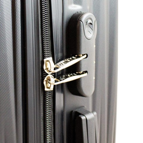 ZESTAW CZARNYCH WALIZEK PODRÓŻNYCH 3SZT XL+L+M ABS NA 4 KÓŁKACH