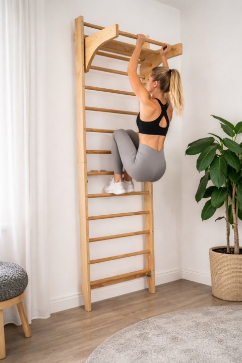 Drabinka gimnastyczna do ćwiczeń i rehabilitacji 220 cm – drewniana wielofunkcyjna ścianka do treningu i stretchingu