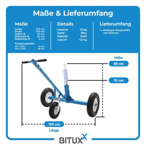 Koło manewrowe do przyczep podporowe z regulacją wysokości do 453kg