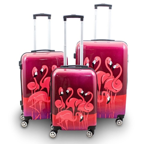 Komplet walizek podróżnych Berwin Flamingo 3 w 1 twardy poliwęglan 4 kółka 360