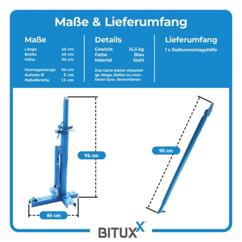 Montażownica do opon BITUXX – stojak do montażu i demontażu opon motocyklowych i samochodowych