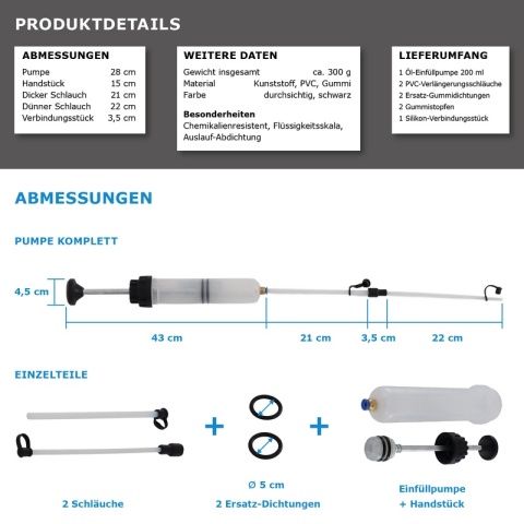 Pompa do napełniania i ekstrakcji płynów BITUXX 200 ml + 500 ml