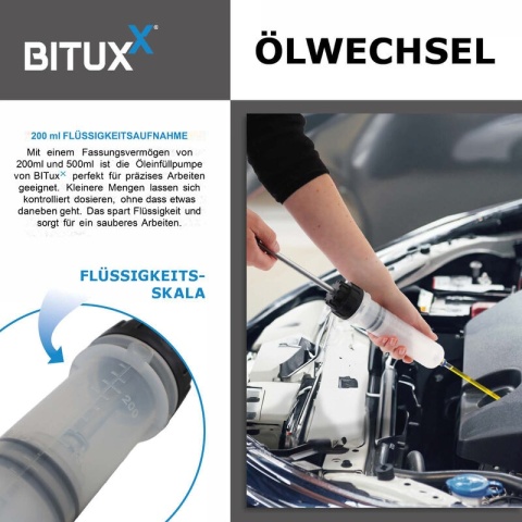 Pompa do napełniania i ekstrakcji płynów BITUXX 200 ml + 500 ml