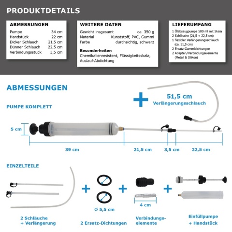 Pompa do napełniania i ekstrakcji płynów BITUXX 200 ml + 500 ml