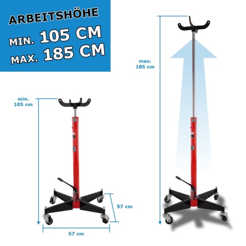 Podnośnik stojak do silników i skrzynie biegów do 500kg 105-185cm Czerwony