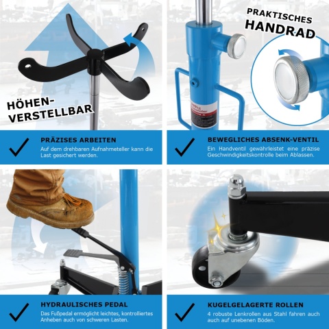 Podnośnik stojak do silników i skrzynie biegów do 500kg 105-185cm Niebieski